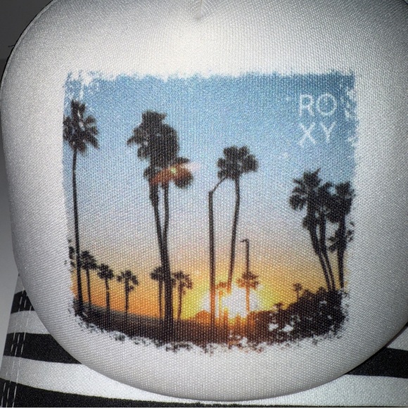 Roxy Truckin' Stripe Tropical Sunset Trucker Hat - Picture 8 of 12